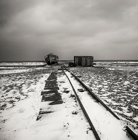 Dungeness, Snow, Fine Art, Mono, Boat, Shed